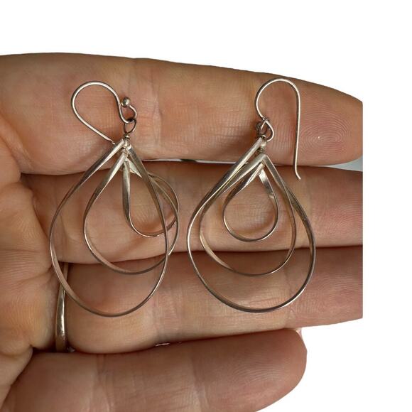 Vintage Sterling Silver Teardrop Dangle Earrings - Picture 4 of 4